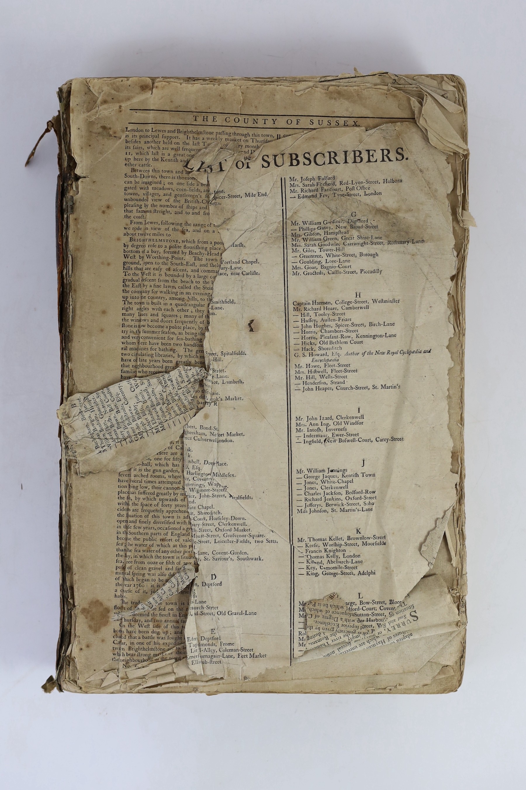 [Walpoole, George Augustus - The New British Traveller...] lacks title and all before p.45; num. copper-engraved plates & county maps, disbound, folio. (1784)